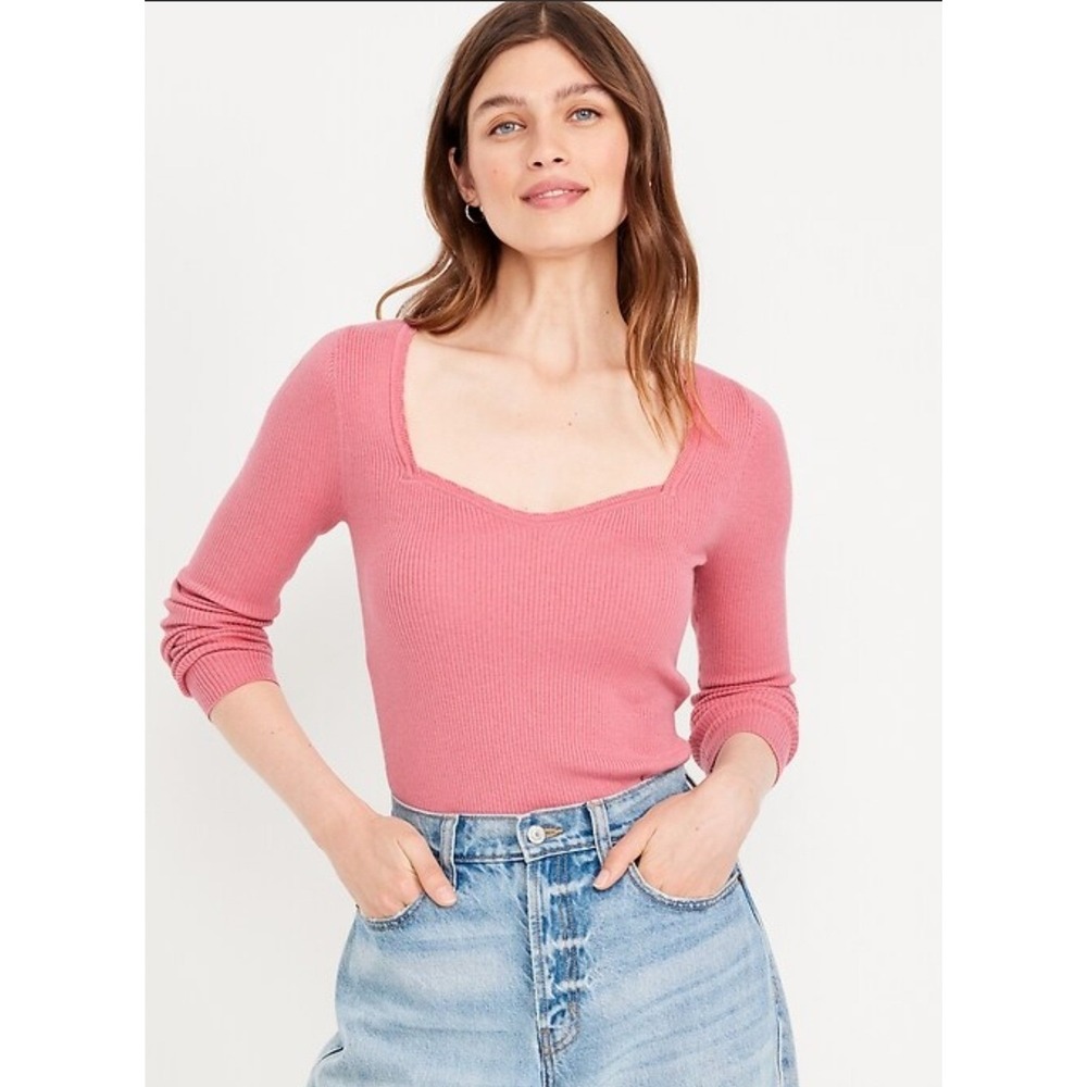 Old Navy Sweetheart Fit Ribbed Sweater XXL‎ Tall Dried Rose Pink Long Sleeve